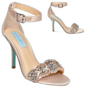 Betsy Johnson Womens Sb-Gina Dress Heels Sandals Size 8 M Champagne Satin